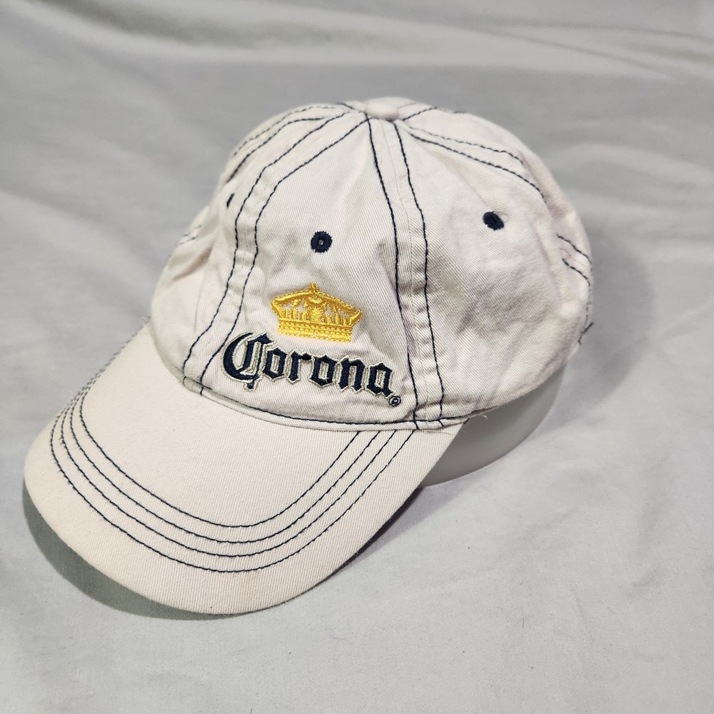 Corona Cerveza Strapback Adjustable‎  Hat Cream Embroidered Beer Crown